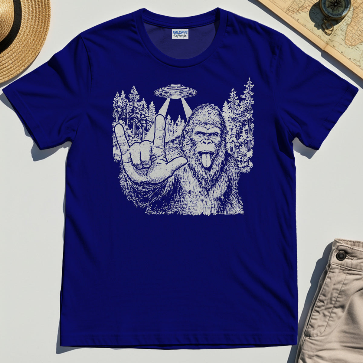 Funny Bigfoot Rock On T-Shirt 6