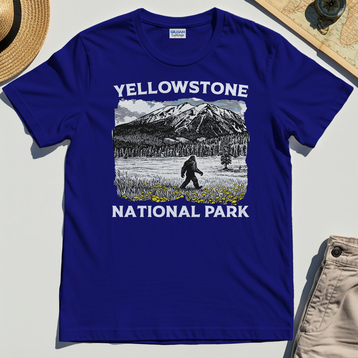 Yellowstone National Park T-Shirt, Bigfoot Hiking Graphic 6