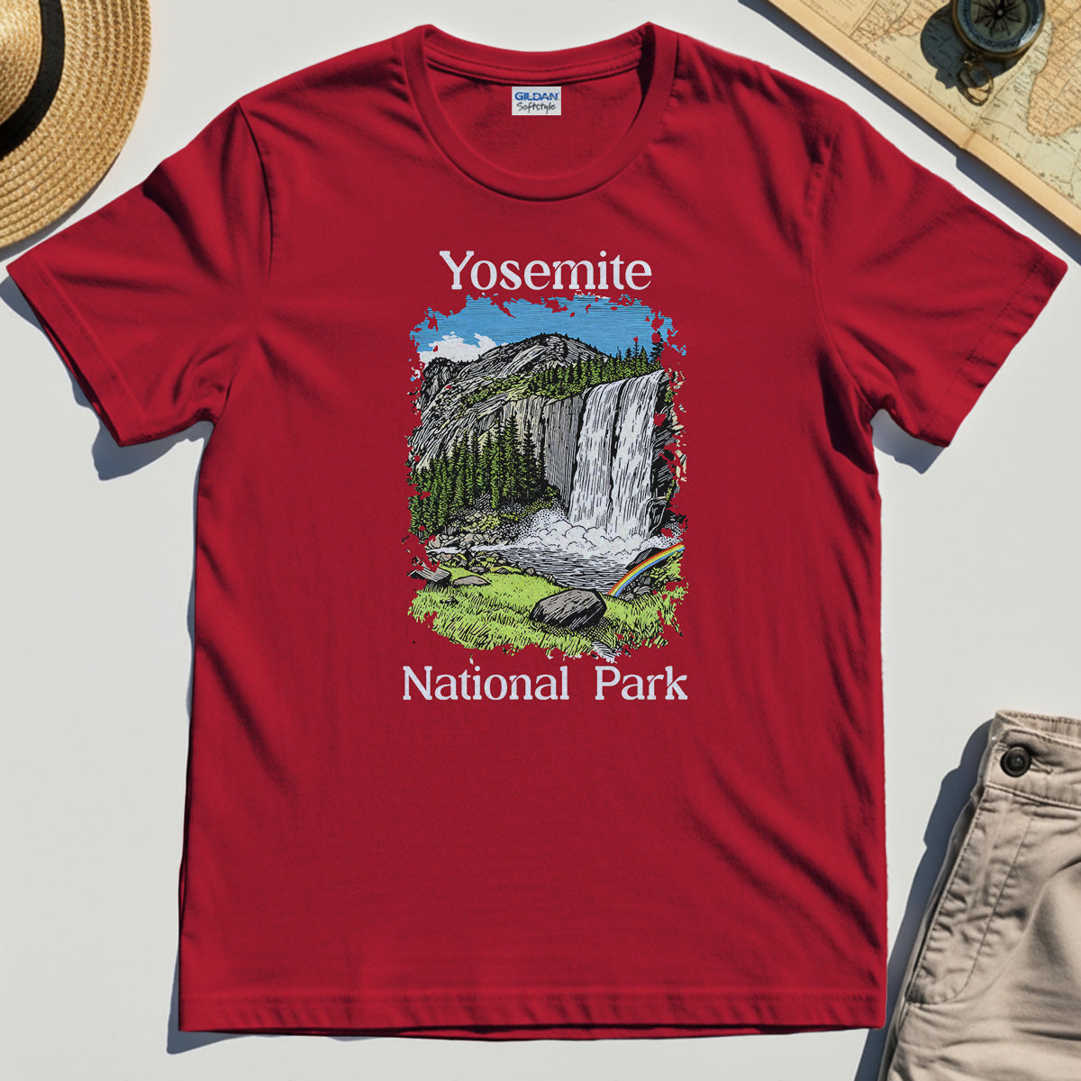 Yosemite Waterfall Vintage Tee, Scenic National Park Graphic Shirt, Hiking Gift 7