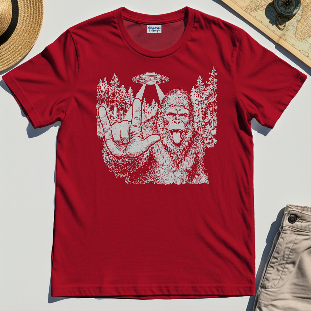Funny Bigfoot Rock On T-Shirt 7
