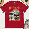 Yellowstone National Park T-Shirt, Vintage Bison Sunset Mountain Shirt For Campers 8