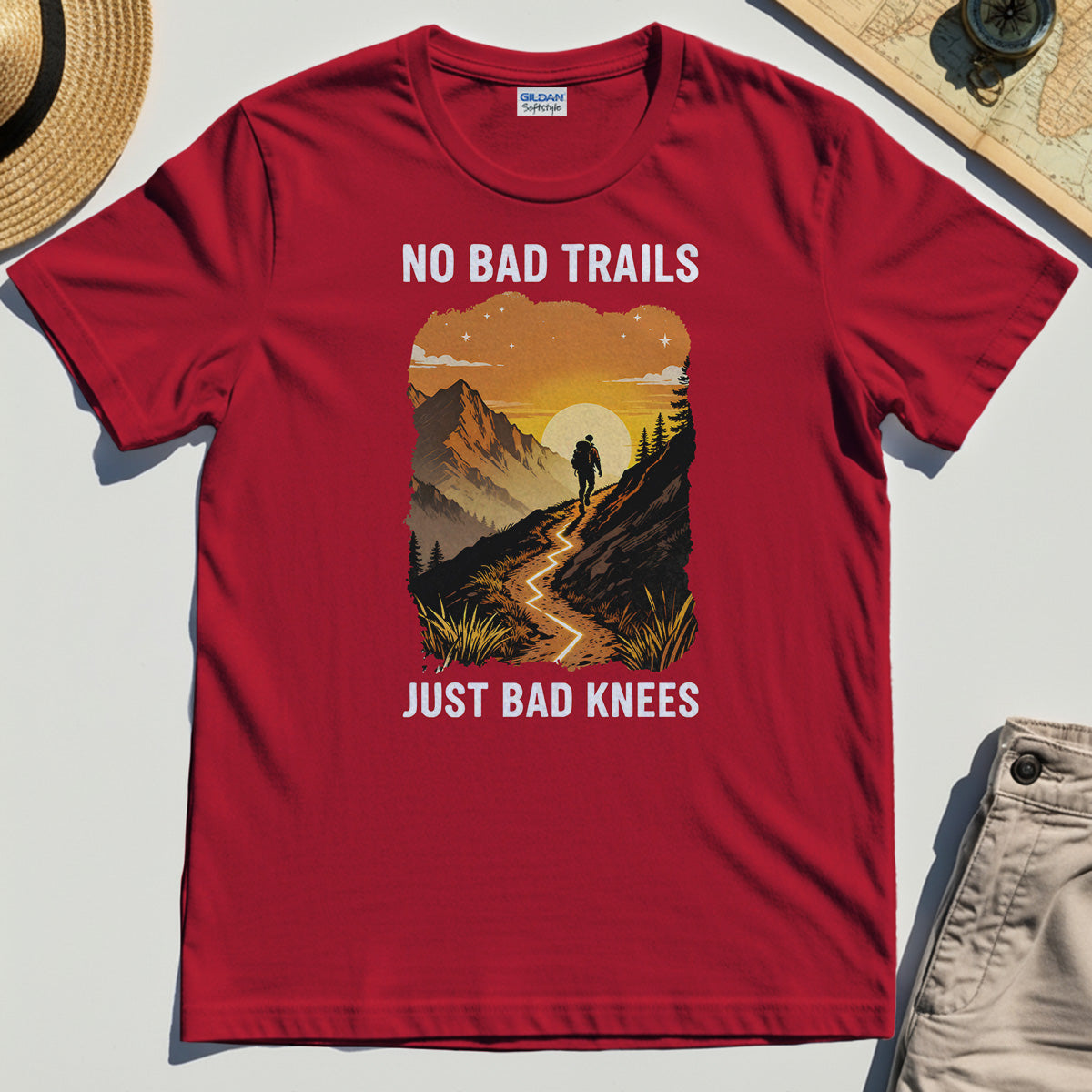 No Bad Trails Just Bad Knees T-Shirt, Funny Trail And Camping Shirt For Outdoor Lovers 7