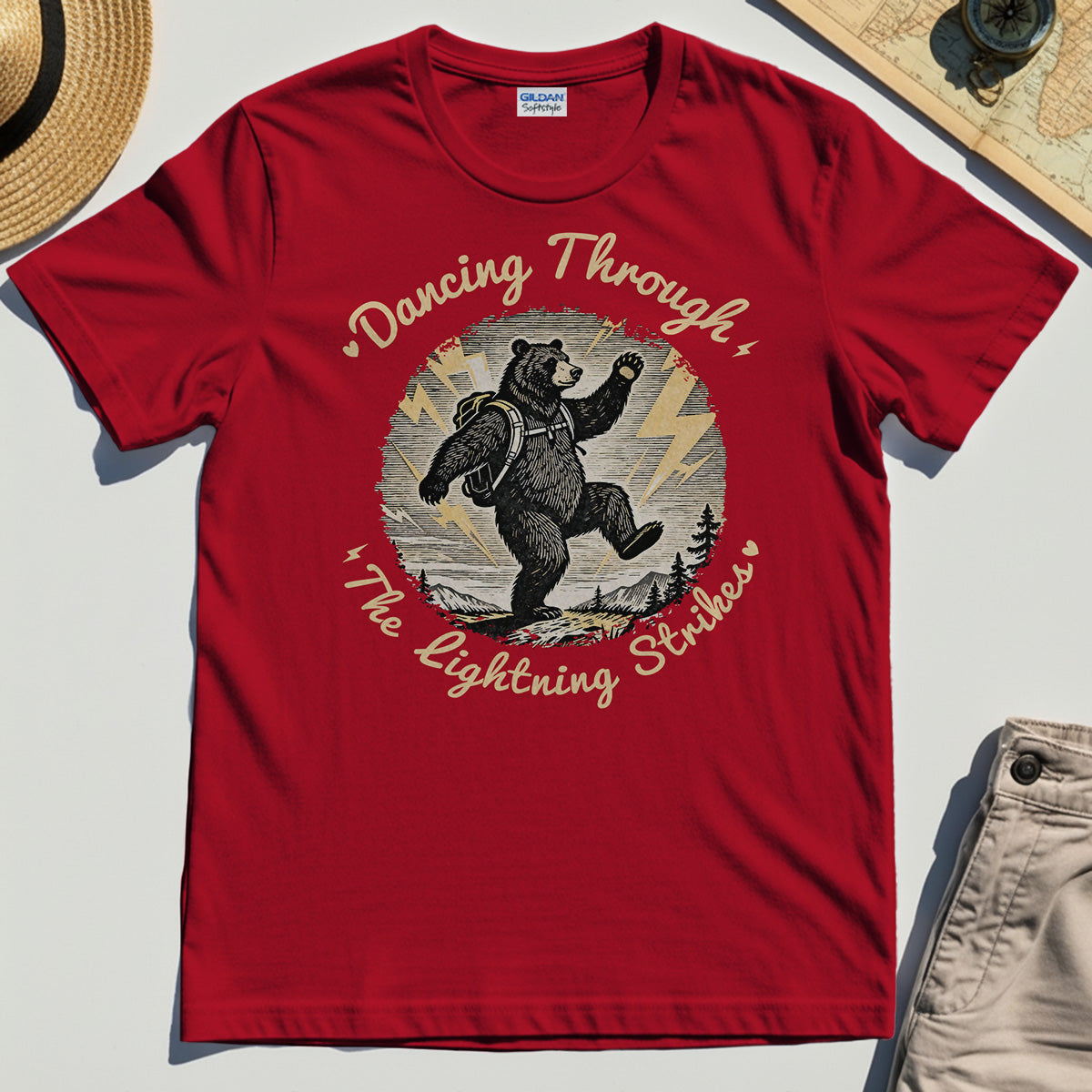 Dancing Through The Lightning Strikes Camping Bears T-Shirt 7
