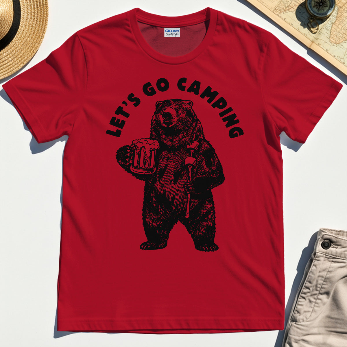Let’s Go Camping Funny Bear Drinking Beer T-Shirt 8