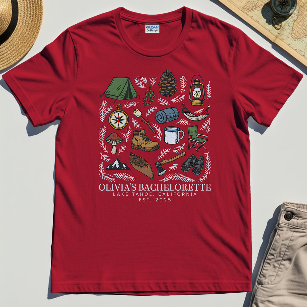 Bachelorette Camping Trip T-Shirt, Bride Tribe Camping Trip Shirt For Lake Tahoe 8