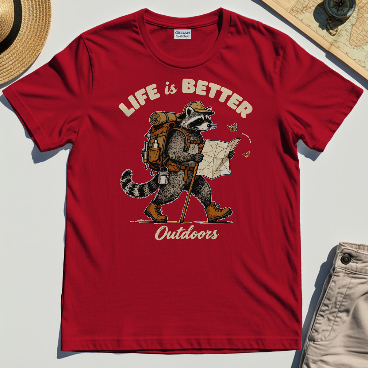 Raccoon "Life is Better Outdoors" T-Shirt 8