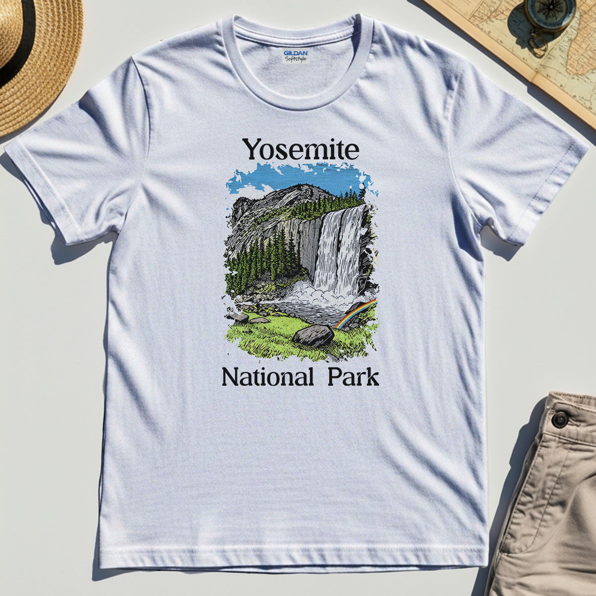 Yosemite Waterfall Vintage Tee, Scenic National Park Graphic Shirt, Hiking Gift 8
