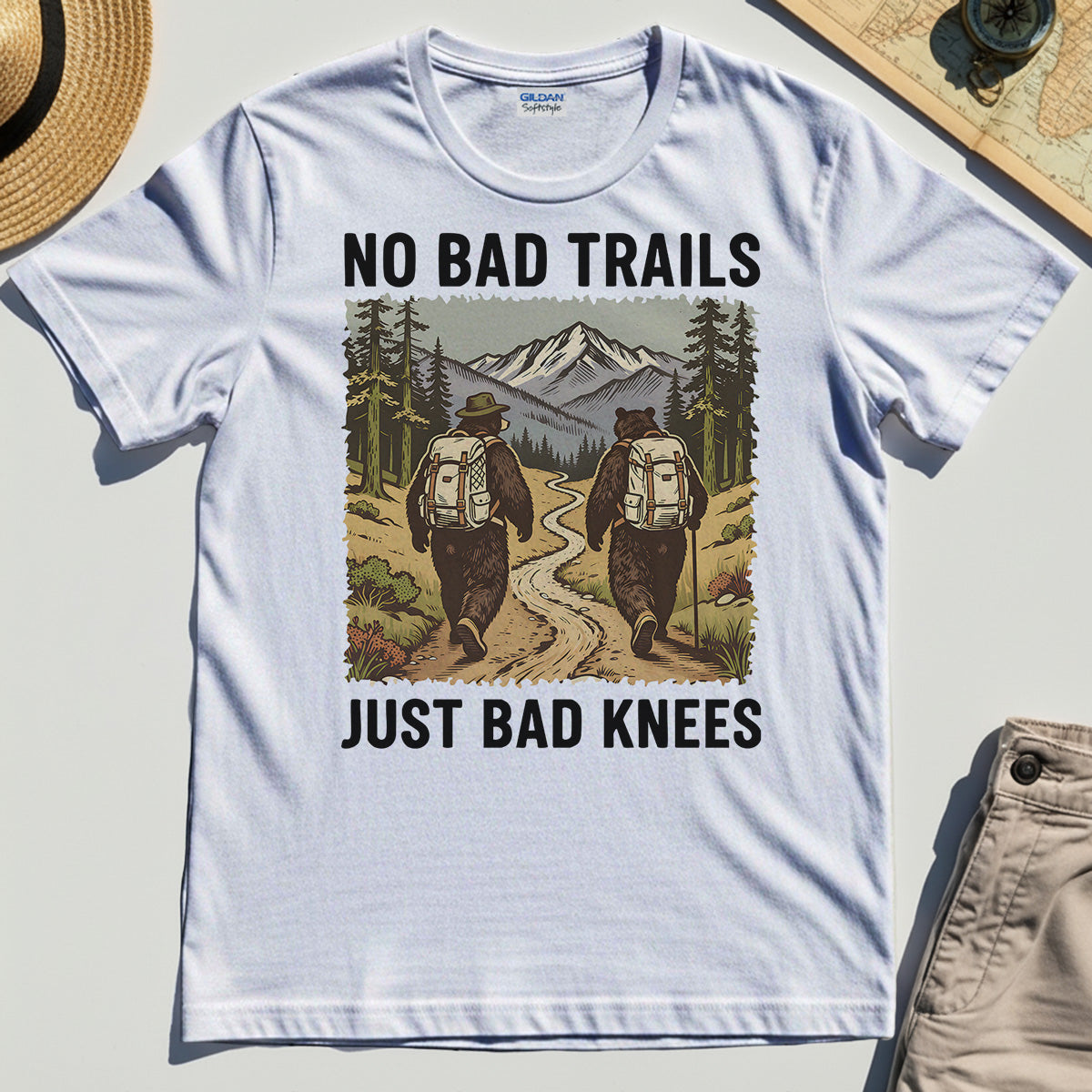 No Bad Trails Just Bad Knees Hiking T-Shirts 8