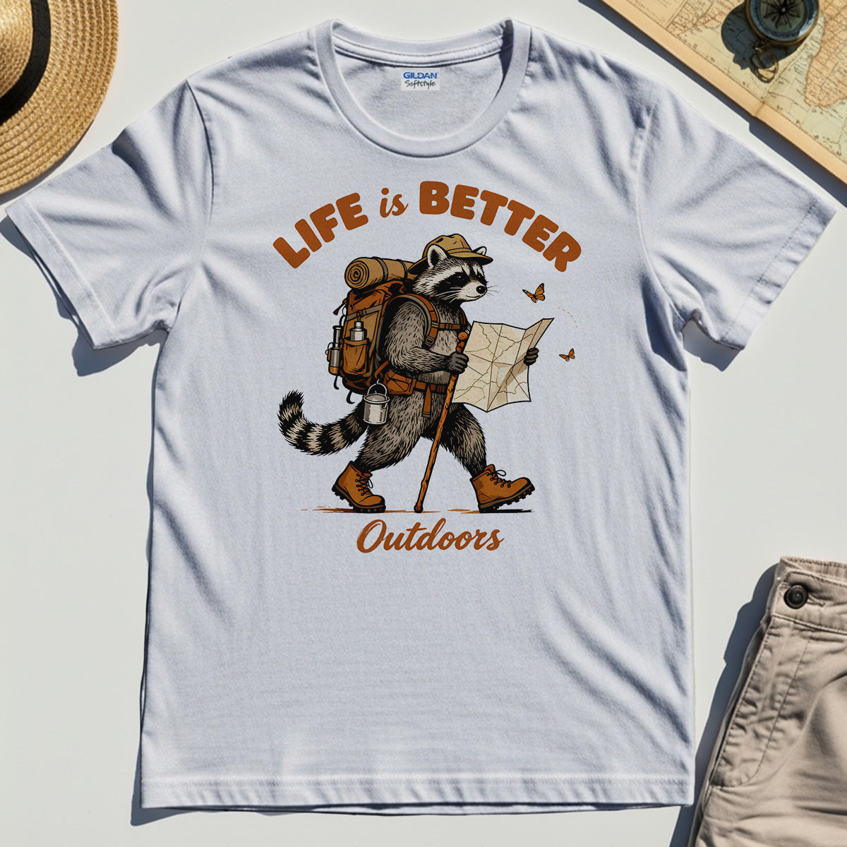 Raccoon "Life is Better Outdoors" T-Shirt 1