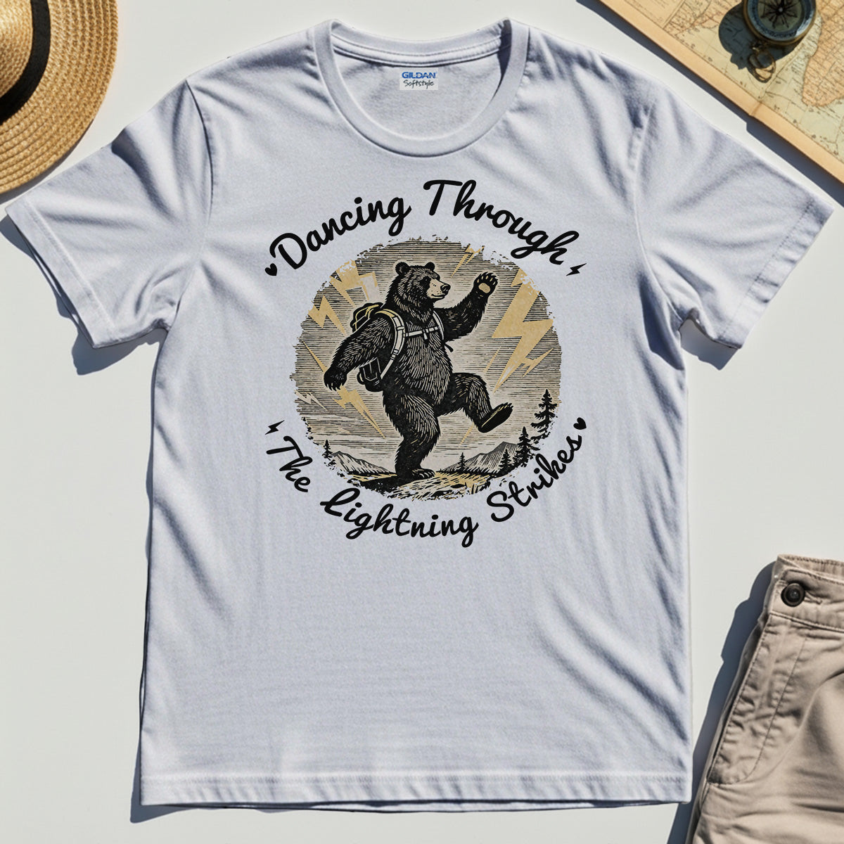 Dancing Through The Lightning Strikes Camping Bears T-Shirt 8