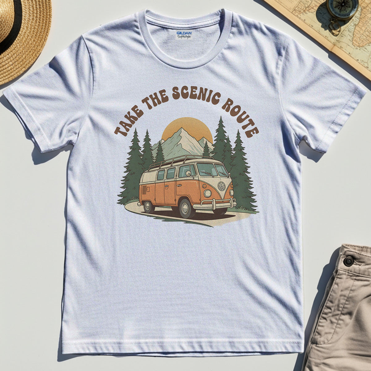 Take The Scenic Route T-Shirt, Vintage Road Trip Tee For Travelers And Adventure Lovers 8