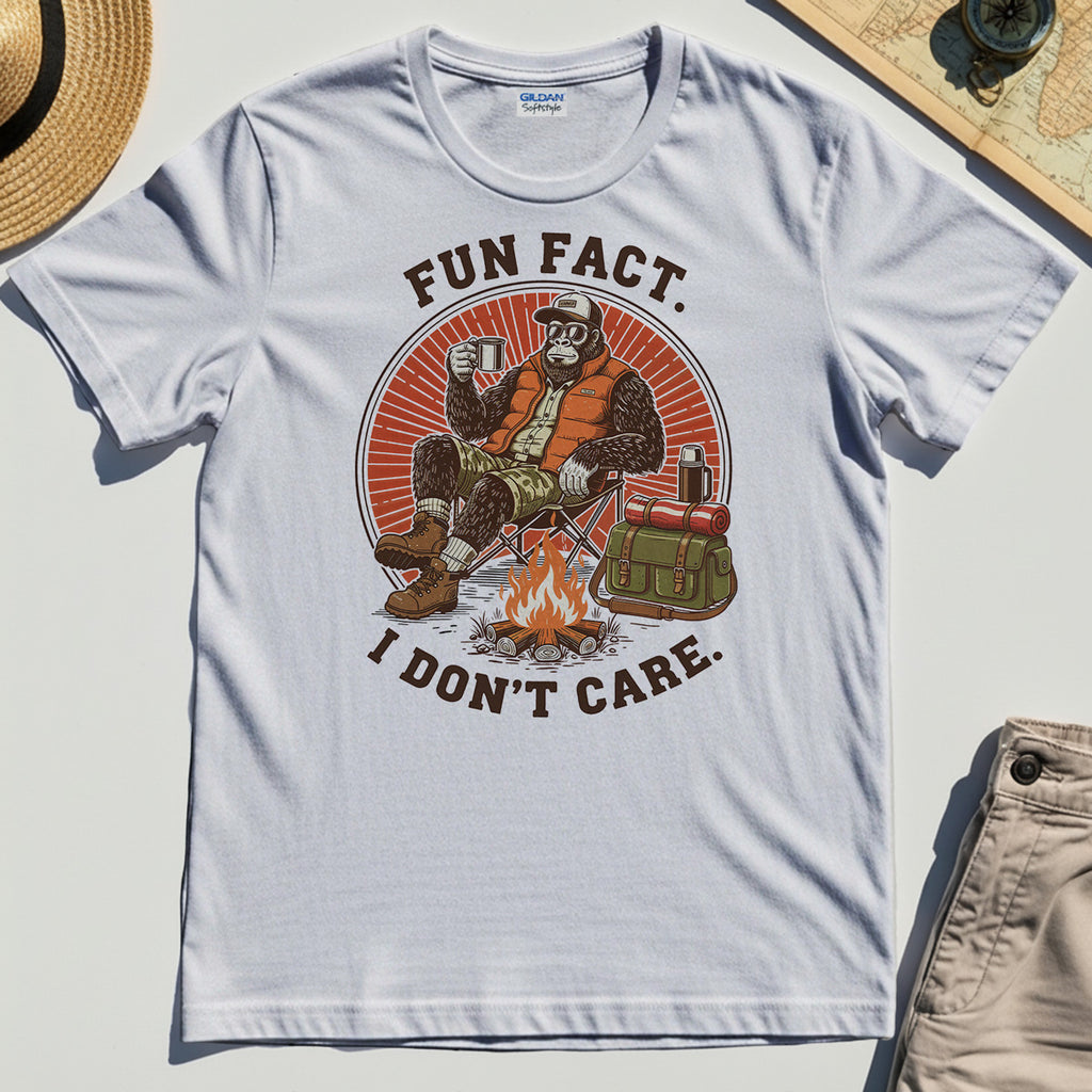 Funny Bigfoot Camping T-Shirt, "Fun Fact I Don’t Care” 8