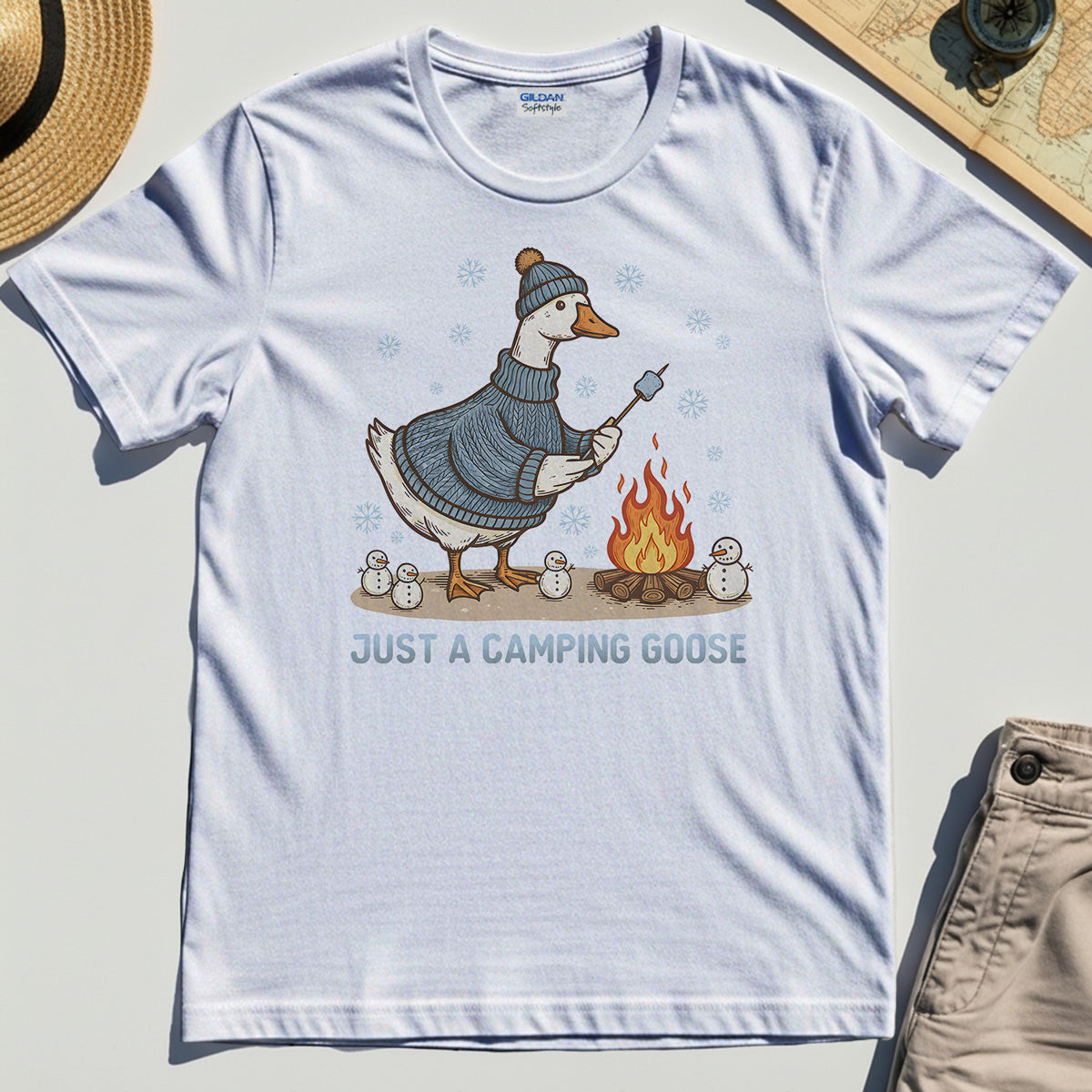 Funny Goose 'Just A Camping Goose' Outdoor Holiday Tee 8