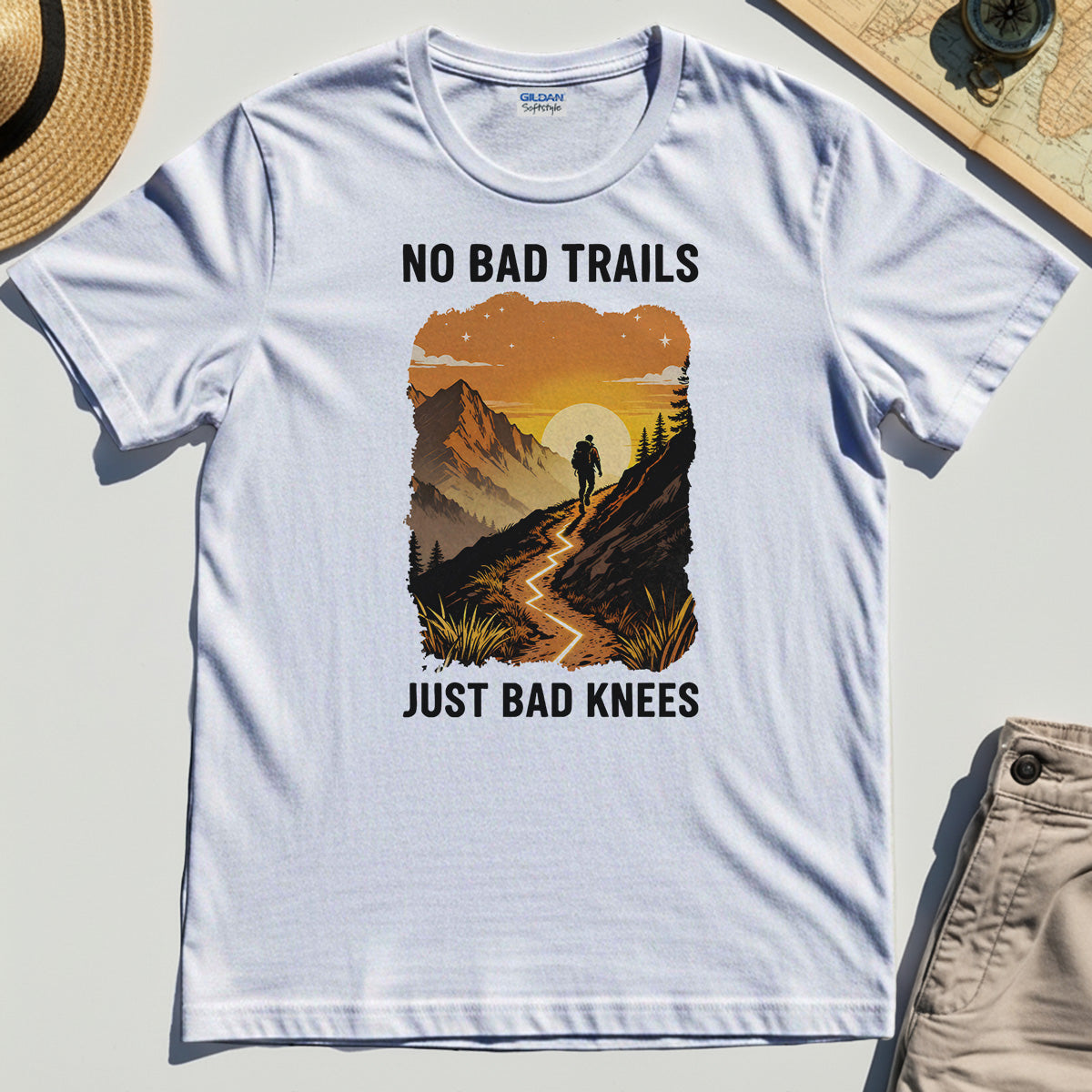No Bad Trails Just Bad Knees T-Shirt, Funny Trail And Camping Shirt For Outdoor Lovers 8