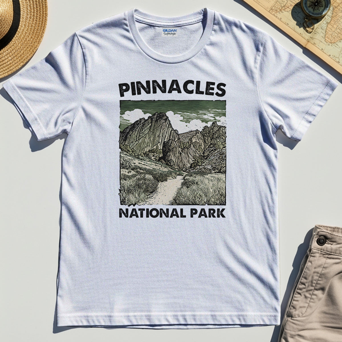 Pinnacles National Park T-Shirt, Vintage Nature Camping Adventure Tee 8