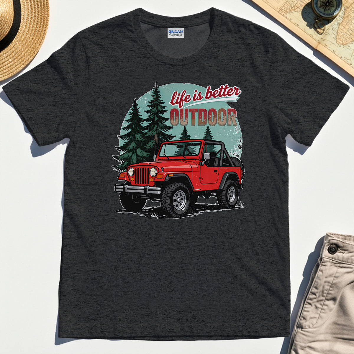 "Life Is Better Outdoor" T-Shirt, Adventure Off-Road Camping Outdoor Tee 3