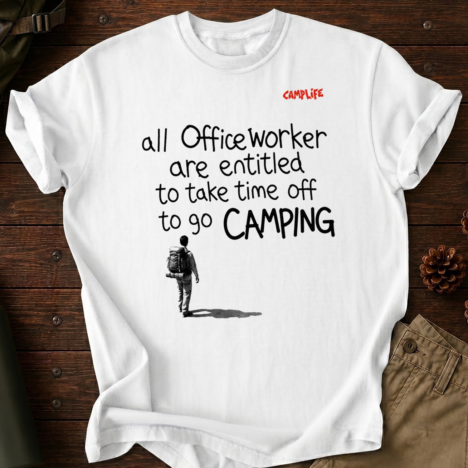 Office Worker Camping T-Shirt