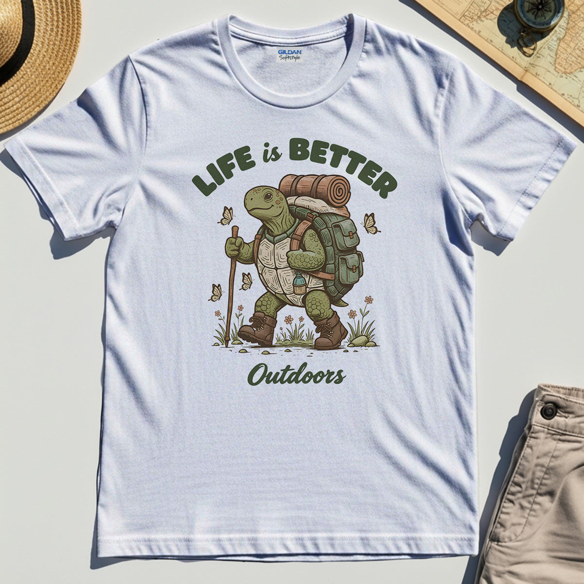 Outdoor Lovers Shirts – Life Is Better Outdoors, Funny Hiking Turtle Graphic Tee 8
