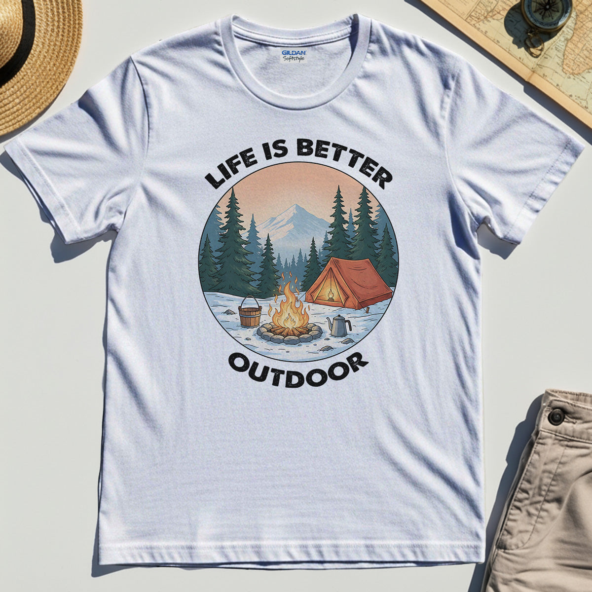 Funny Camping Life Is Better Outdoor T-Shirt, Vintage Camping Tee For Outdoor Adventure Lovers 8